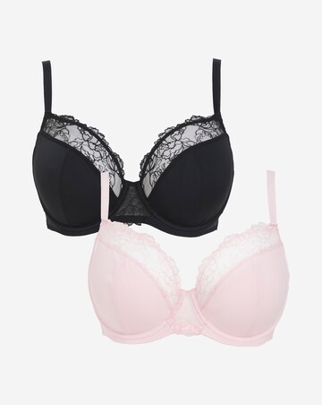 Pretty Secrets (2 Pack) Rosalie Full Cup Wired Bras (B-G) Black/Pink