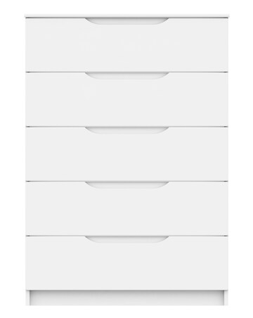 Sorrento High Gloss Assembled 5 Drawer Wide Chest