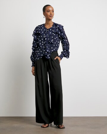 Joanna Hope Crinkle Chiffon Ruffle Blouse