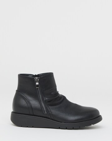 Heavenly Soles Roisin Low Wedge Ruched Boots With Zip - Extra Wide Fit (EEE)