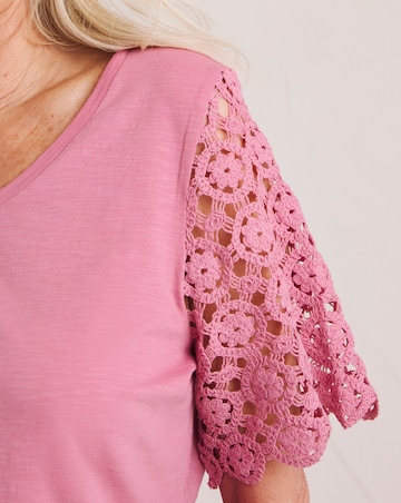 Julipa Crochet Pure Cotton Sleeve T-Shirt