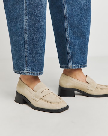 Westerly Low Block Heel Suede Loafers - Wide Fit (E)