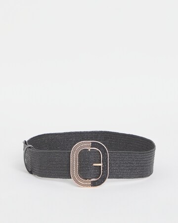 Black Raffia Stretch Belt