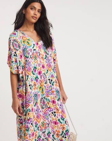 Crinkle Kaftan Overhead Midi Dress