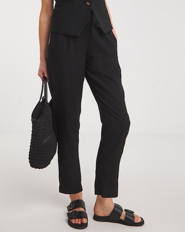 Black Linen Mix Slim Trousers