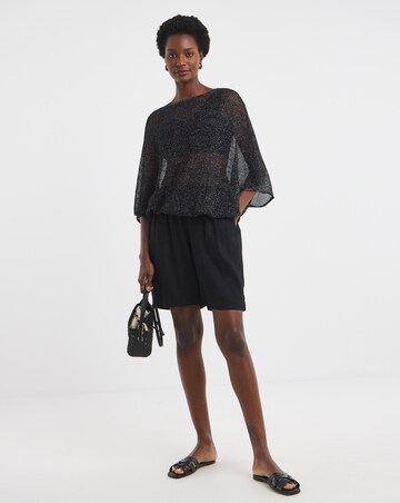 Lurex Mesh Tie Neck Top