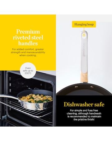 Tower x Good Food Stainless Steel 2 Piece Frying Pan Set