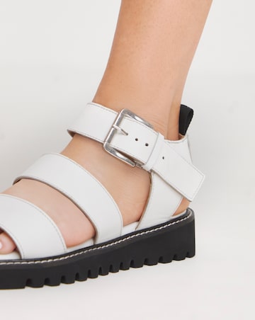 Lyla Leather Chunky Buckle Sandals - Wide Fit (E)