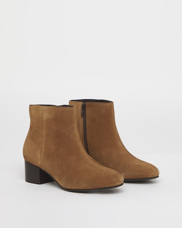 Chiba Suede Low Block Heel Ankle Boot - Extra Wide Fit (EEE)