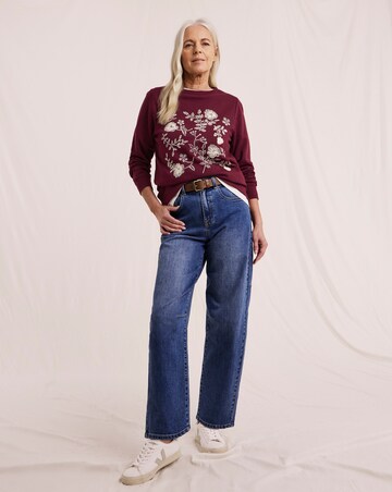 Julipa Pure Cotton Floral Embroidered Sweatshirt