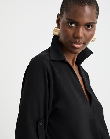 Textured Fabric Collar Utility Tunic Top
