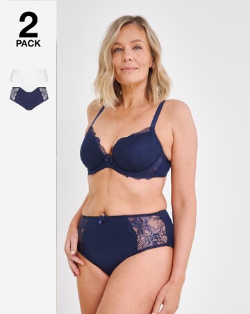 Pretty Secrets (2 Pack) Ella Lace Brief Knickers Navy/White