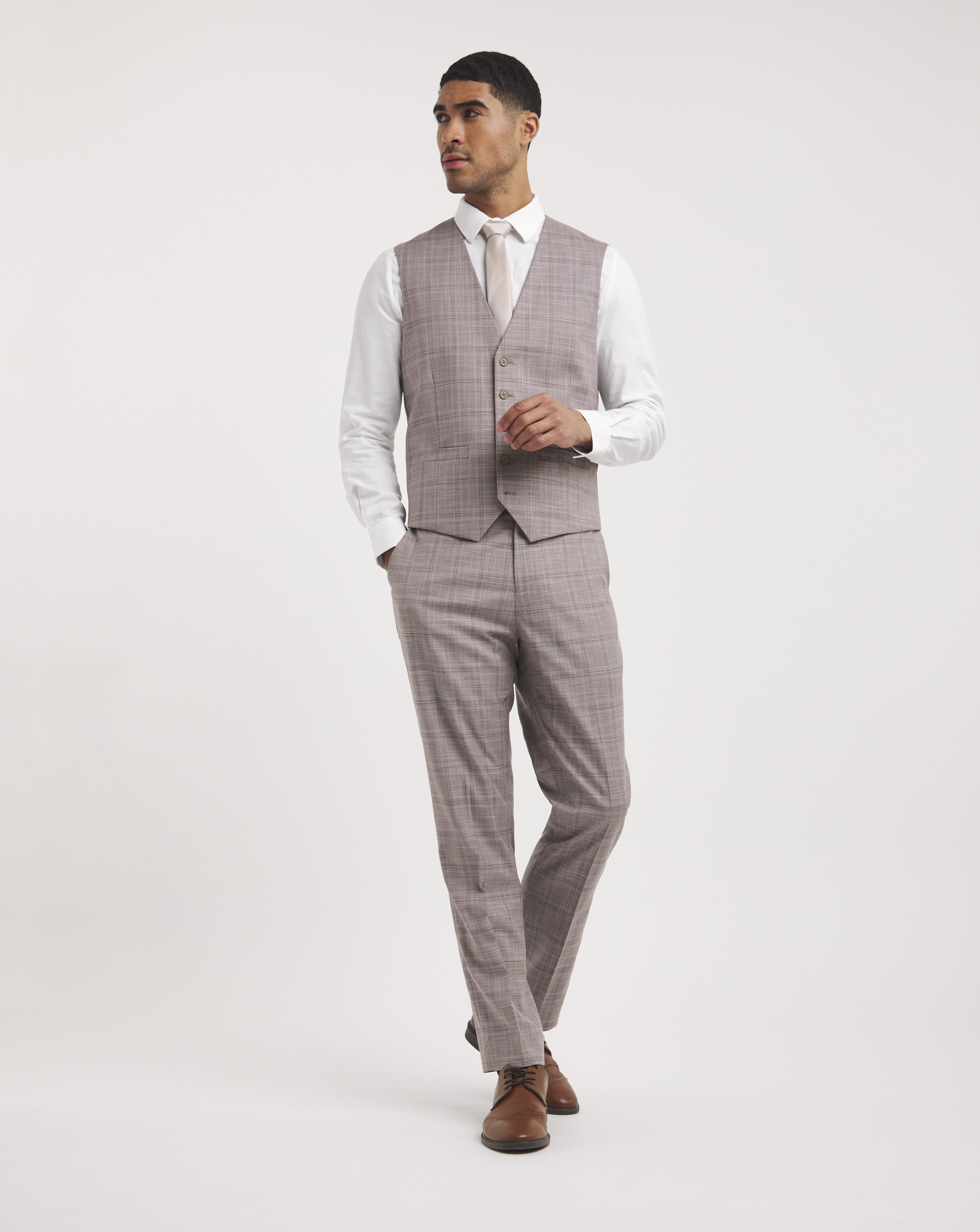 Jordan Burgundy Check Suit Waistcoat
