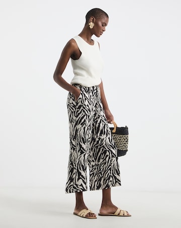 Mono Print Cropped Wide Leg Culotte