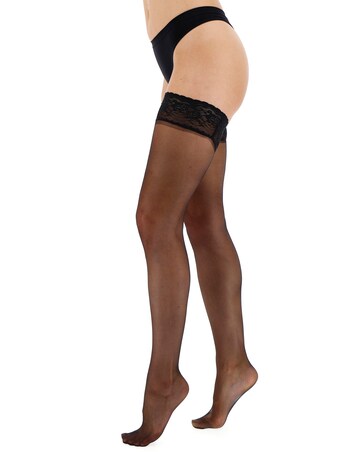 Pretty Secrets 2 Pack 10 Denier Hold Ups - Black