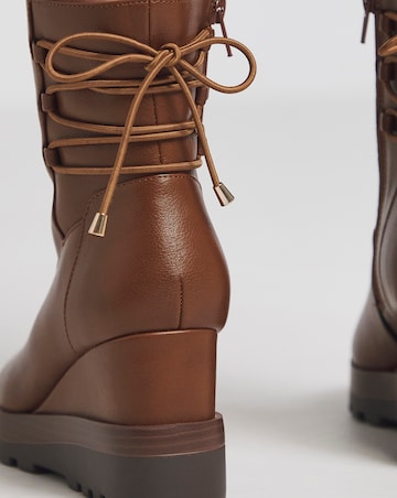 Frankie Lace Back Detail Wedged Ankle Boots Extra Wide EEE Fit