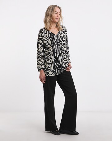 Zebra Print Soft Touch V Neck Longline Top