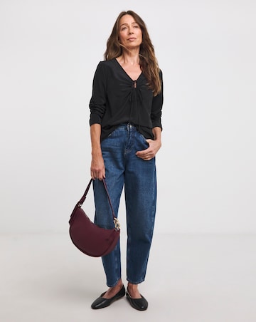 Black Tie Neck Cut Out Top