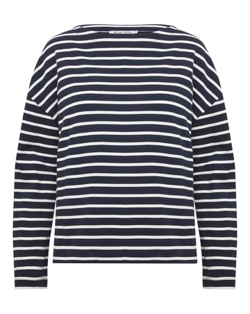 Anthology Navy & White Cotton Modal Long Sleeve Top