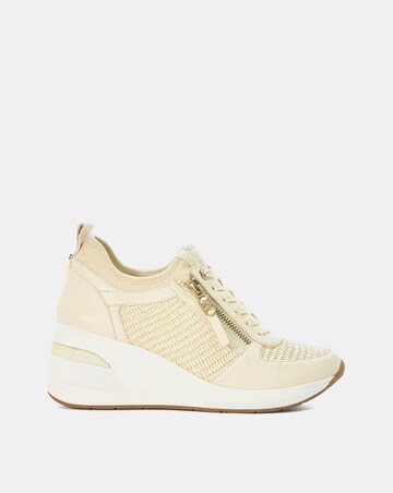 Dune Natural Eilin Wedge Lace-Up Trainers