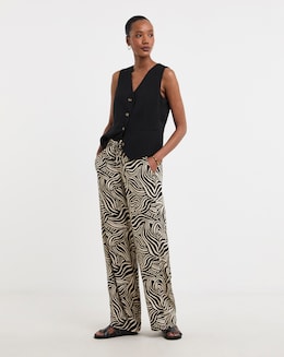 Mono Print Wide Leg Trousers