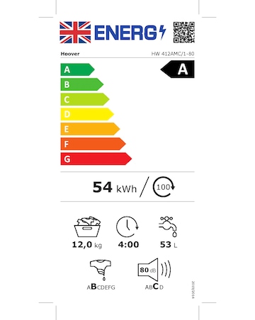 Hoover H-WASH 500 HW412AMC 12kg Washing Machine + Installation