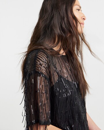 Tassel Sequin Boxy Top
