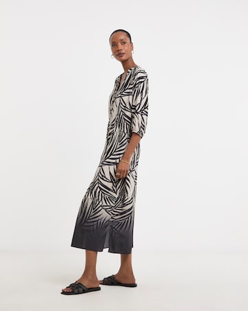 Printed Textured Fabric Kaftan Dress