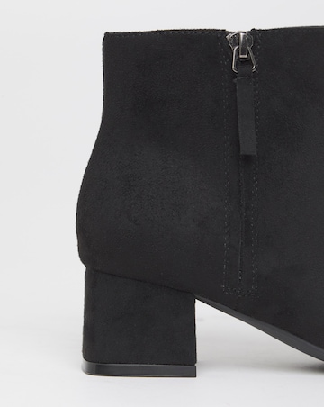 Francesca Low Block Heel Ankle Boots With Zip Detail - Extra Wide Fit (EEE)