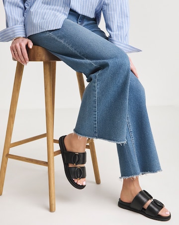 Anthology Gardenia Leather Double Buckle Mule Sandal Wide E Fit