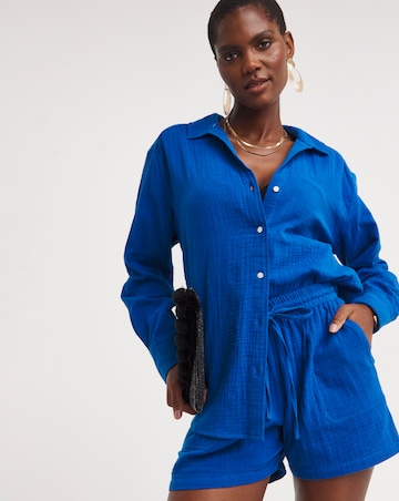 Blue Cheesecloth Shorts