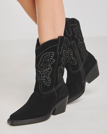 Daytona Suede Western Mid Calf Boots - Wide Fit (E) & Standard Calf