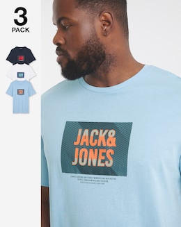 Jack &amp; Jones Hudson Logo T-Shirt 3 Pack - Multi
