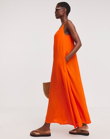 Pleated Front Pinafore Maxi Dress