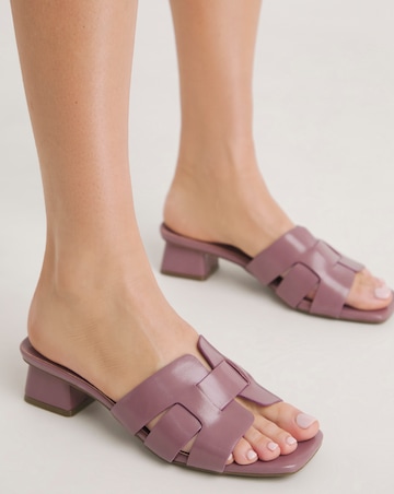 Sara Woven Mule Block Heeled Sandals Wide E Fit