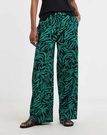 Tropical Print Wide Leg Trousers