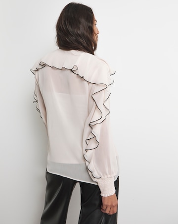 Joanna Hope Ruffle Blouse With Contrast Trim