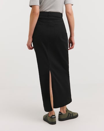 24/7 Black Maxi Denim Skirt