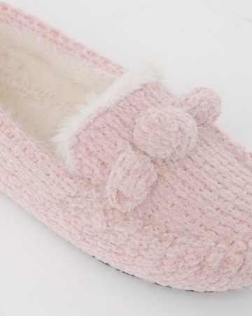 Judy Knitted Moccasin Slippers - Extra Wide Fit (EEE)