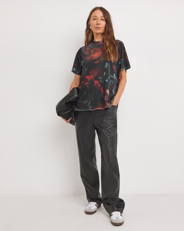 Floral Crew Neck Short Sleeve Velvet Top