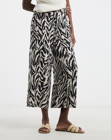 Mono Print Cropped Wide Leg Culotte