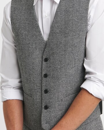 Herringbone Tweed Reg Fit Waistcoat