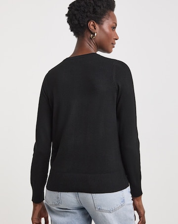 Black Crew Neck Cardigan
