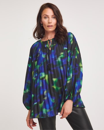 Joanna Hope Pleated Keyhole Blouse