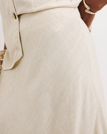 Sand Linen Mix Bias Cut Maxi Skirt