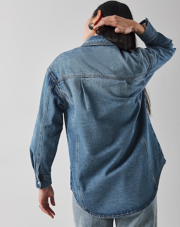 Mid Blue Oversized Denim Shacket