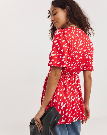 Angel Sleeve Button Front Longline Top