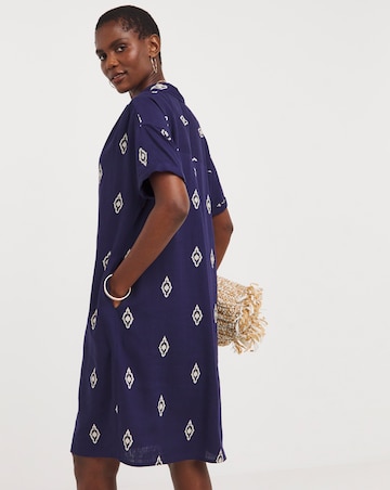 Linen Collared Short Sleeve Tunic Dress