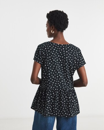 Pure Cotton V Neck Peplum Side Panel Top