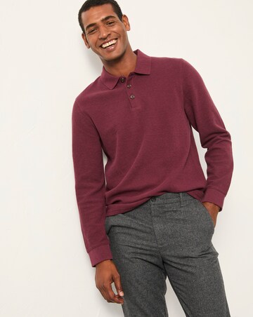 FatFace Shawford Long Sleeve Polo (Regular & Tall) - Burgundy